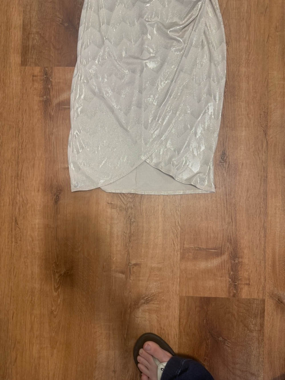 bebe Strapless Silver Shimmer Ruched Cocktail Dress - Picture 5 of 8